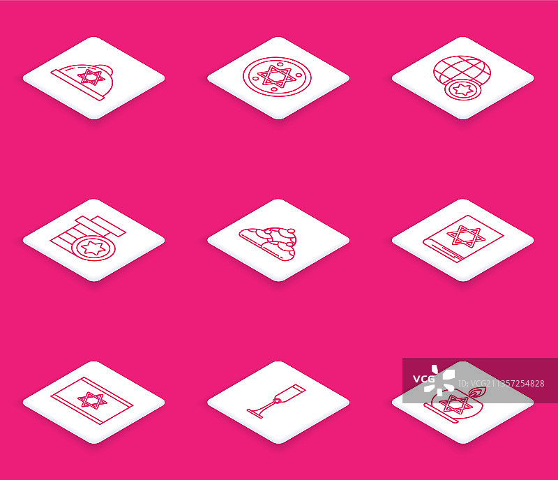 带大卫之星硬币的犹太小圆帽图片素材