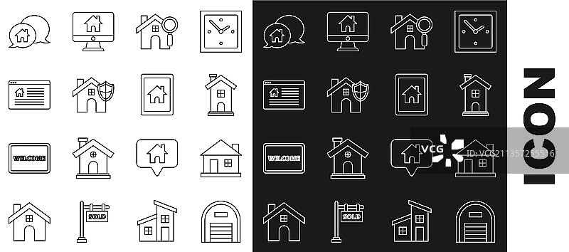 仓库房屋家居符号线条组合图片素材