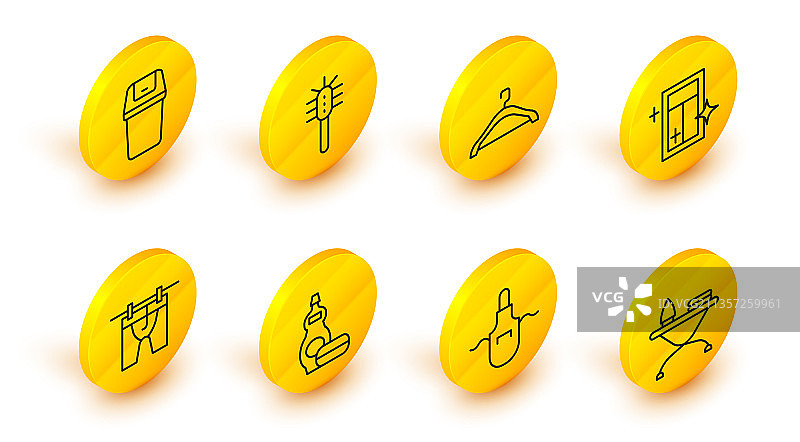 熨斗、熨衣板和厨房围裙图片素材