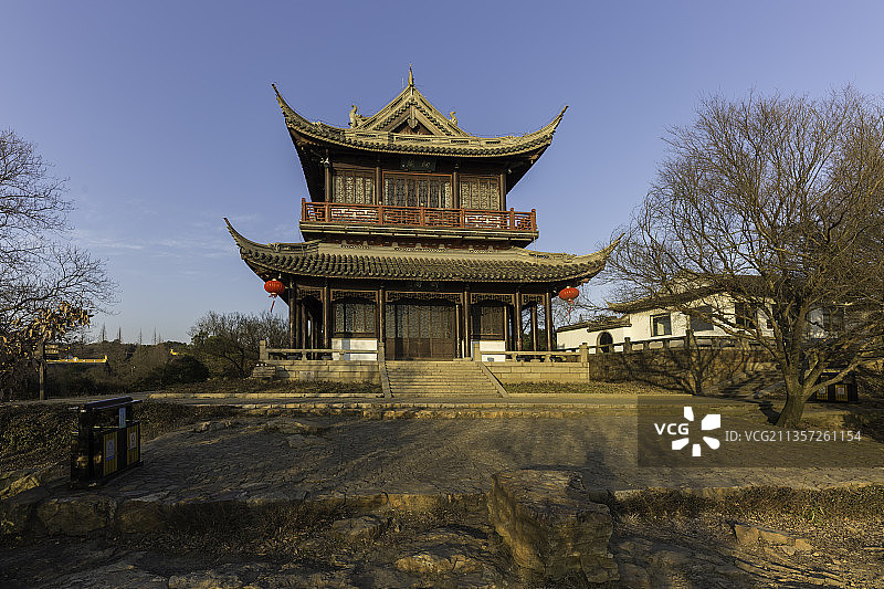 常熟虞山国家森林公园剑门景区古建筑风光图片素材