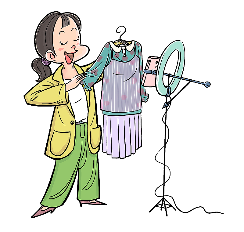直播带货的女主播人物元素图片素材