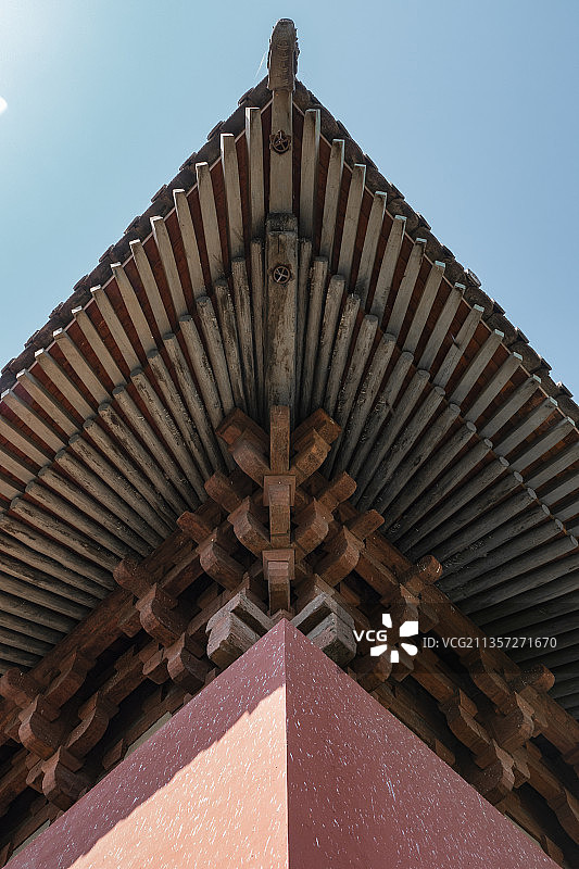 山西大同华严寺大雄宝殿飞檐斗拱图片素材
