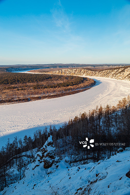 中国黑龙江漠河中俄边境冬季自然风光图片素材