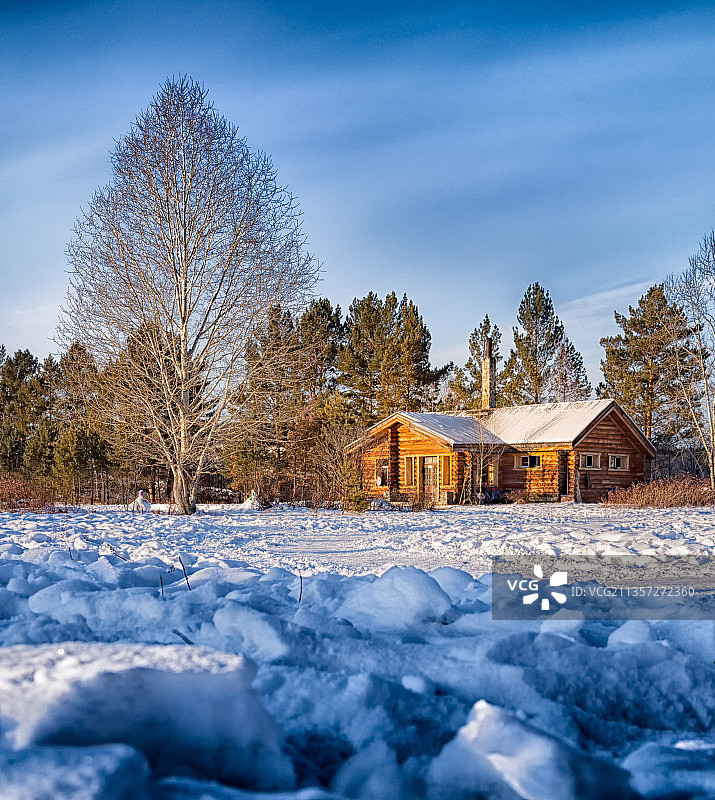 中国黑龙江漠河中俄边境冬季自然风光图片素材