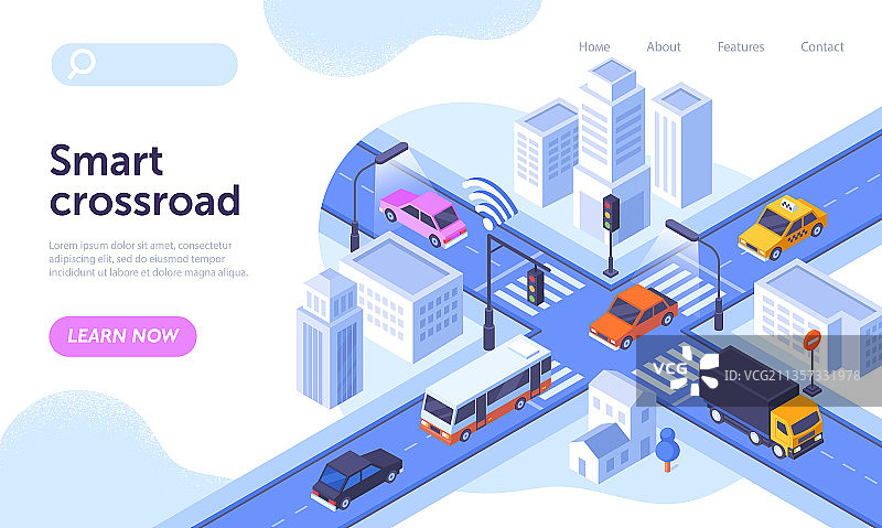 智能十字路口概念图片素材