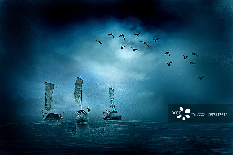 瓯江帆影图片素材