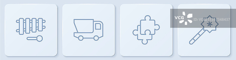木琴、拼图块与玩具卡车图片素材