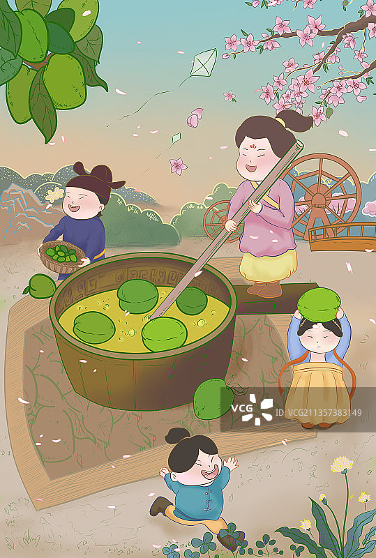 节气插画 青梅酒 食品插画图片素材