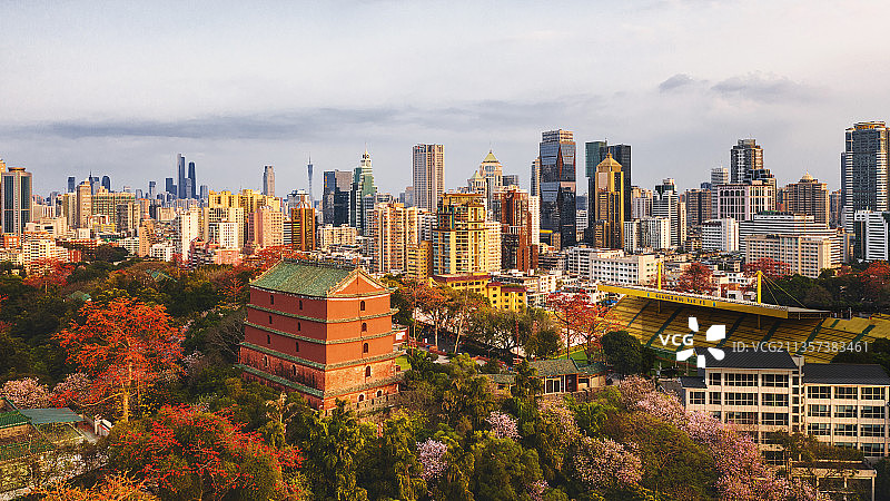 广州越秀山航拍图片素材