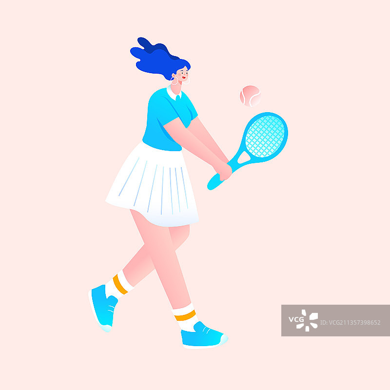 卡通网球运动青春学生女孩少女美女乒乓球夏季羽毛球社团矢量插画图片素材