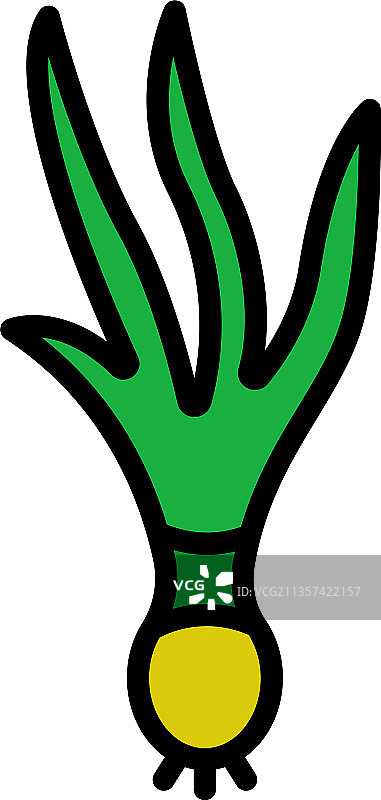 植物细香葱彩色轮廓图标图片素材