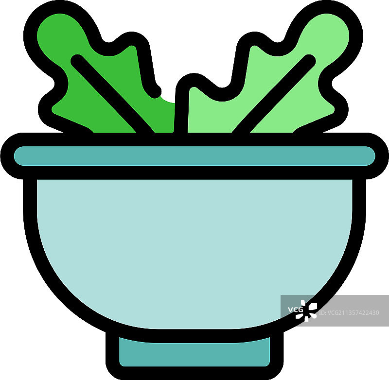 碗装有机芝麻菜图标彩色轮廓图片素材