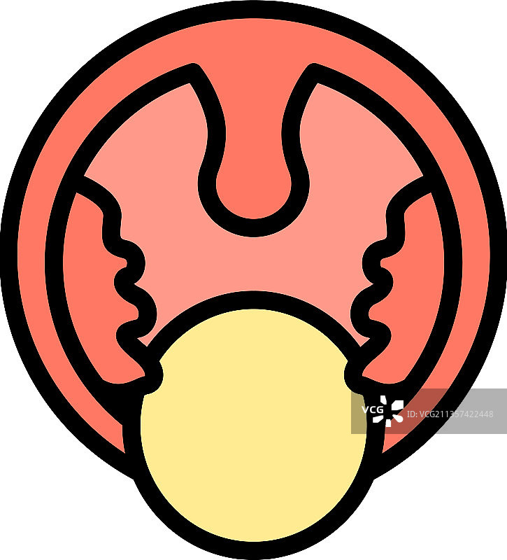 扁桃体炎口腔彩色轮廓图标图片素材