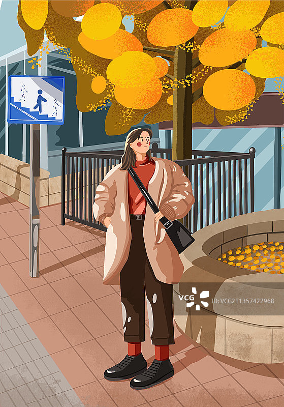 秋日的女孩图片素材