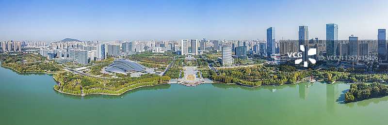 安徽合肥天鹅湖城市风光全景图图片素材