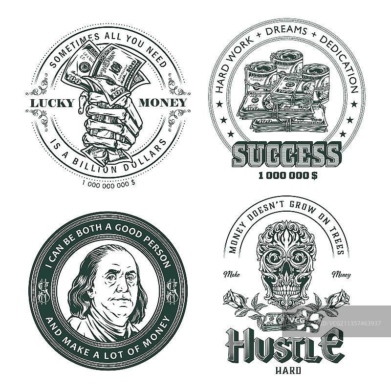 钱币单色复古徽章图片素材