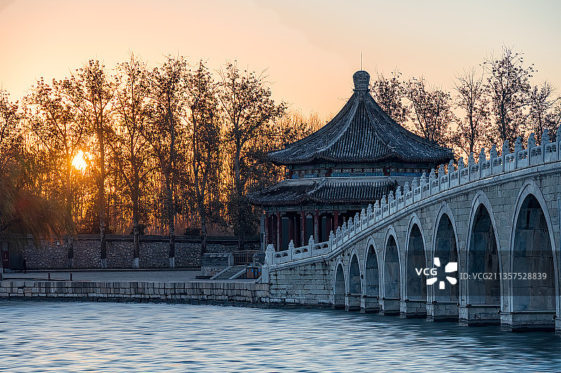 颐和园廓如亭十七孔桥图片素材