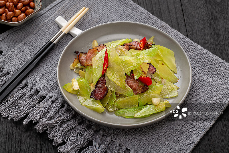 莴笋炒腊肉图片素材