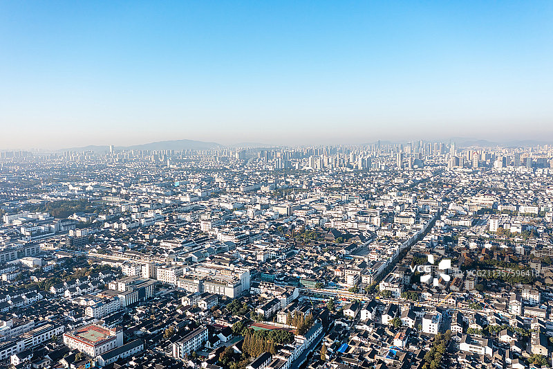 江苏苏州古城区航拍图片素材