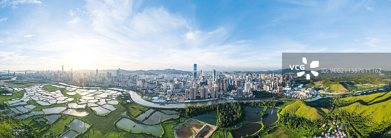 深圳香港两岸航拍全景图片素材