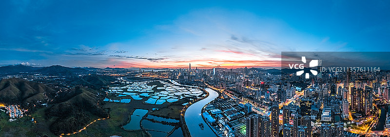 深圳香港两岸航拍全景图片素材