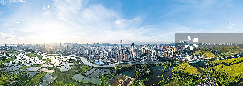 深圳香港两岸航拍全景图片素材