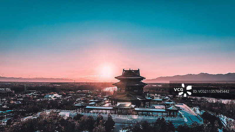 日落永宁阁2图片素材