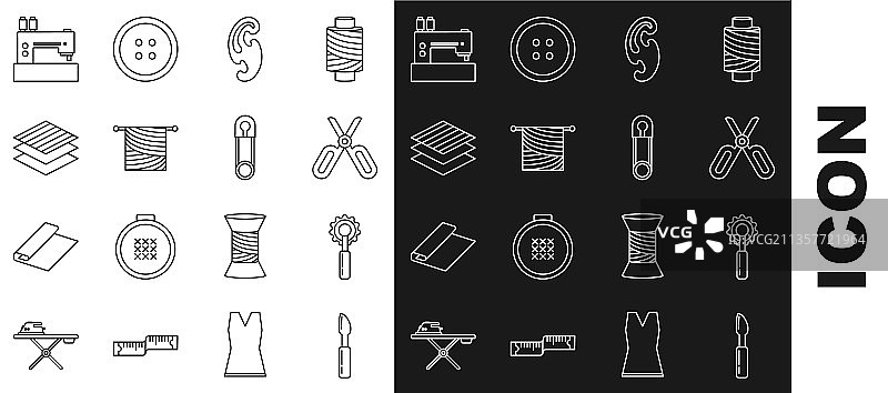 一套切割工具剪刀法式曲线图片素材