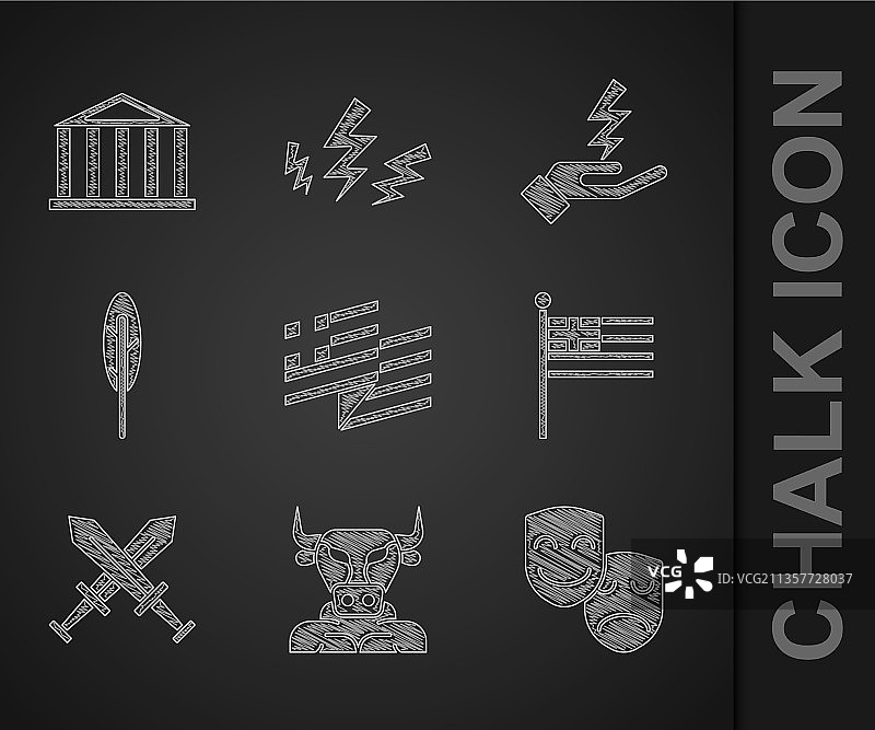 希腊国旗弥诺陶洛斯喜剧场景图片素材