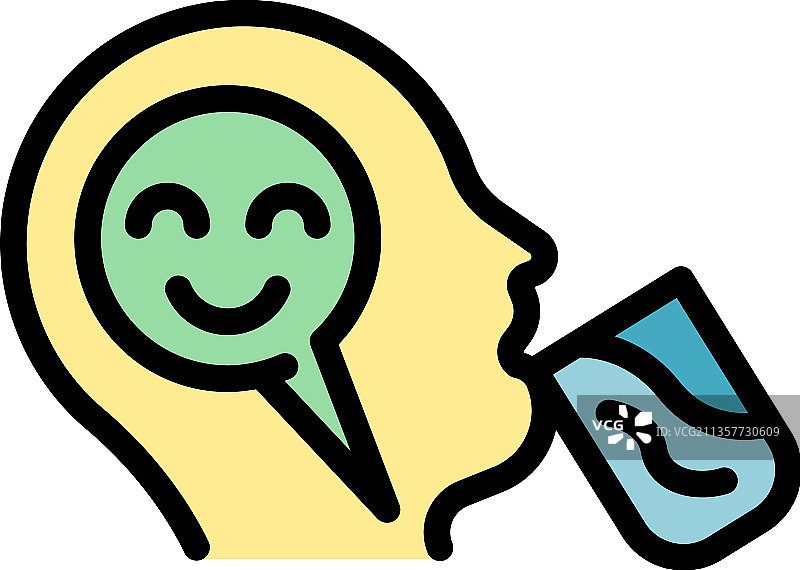 扁桃体炎饮品彩色轮廓图标图片素材