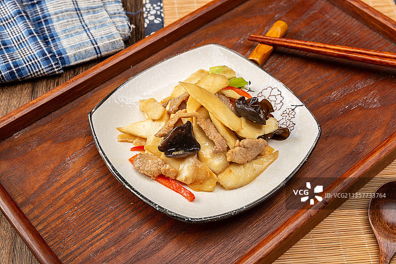 茭白炒肉图片素材