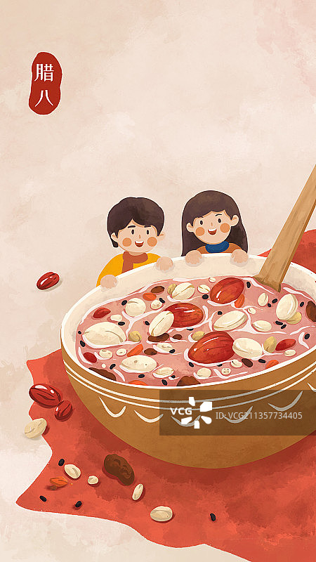 庆祝中国节日腊八节喝腊八粥图片素材