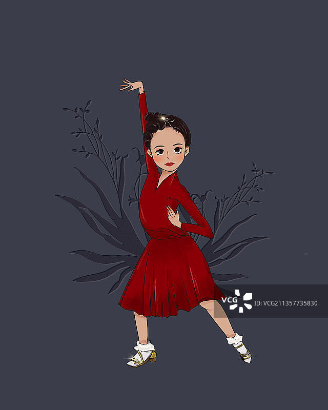 儿童插画拉丁舞女孩插画图片素材