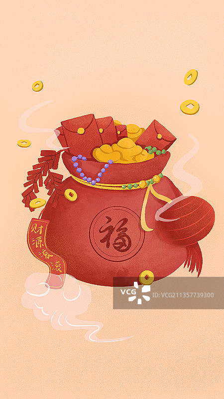 新年春节福袋红包插画图片素材