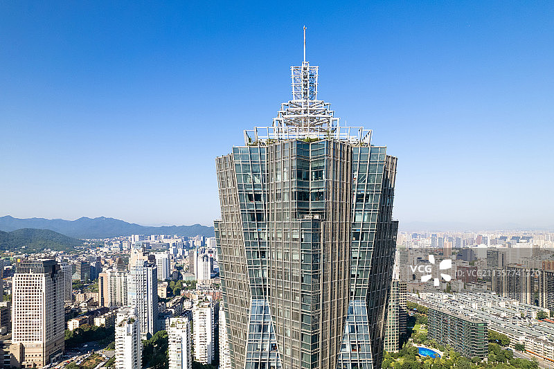 杭州现代地标性建筑和城市天际线图片素材