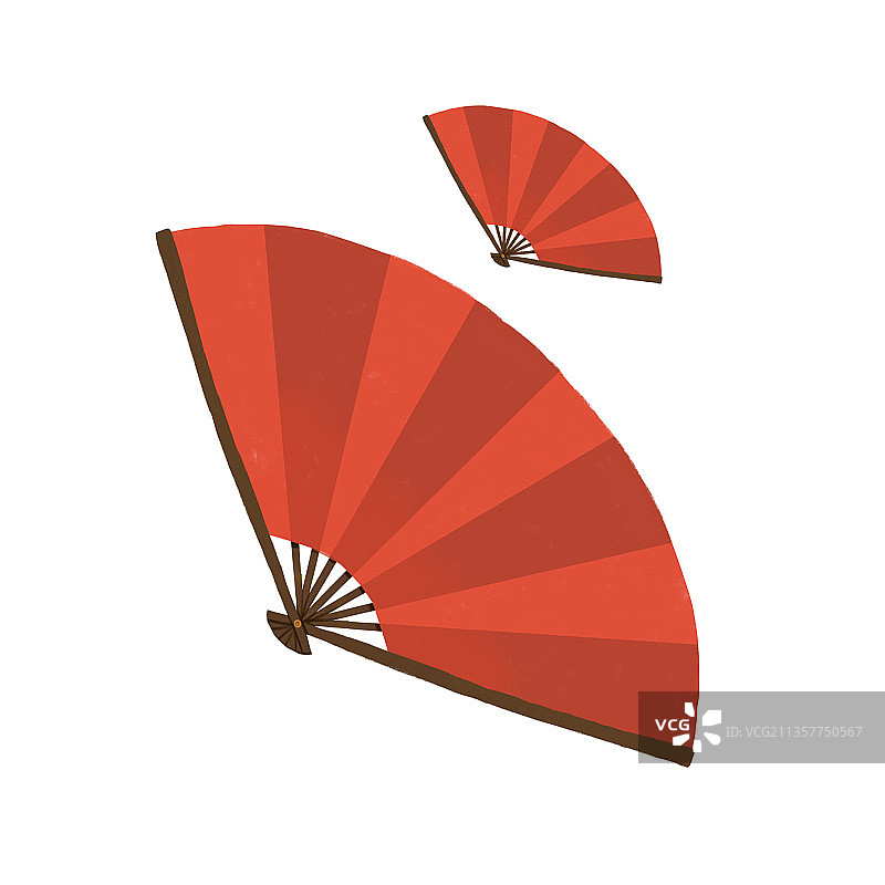 虎年插画元素老虎扇子图片素材
