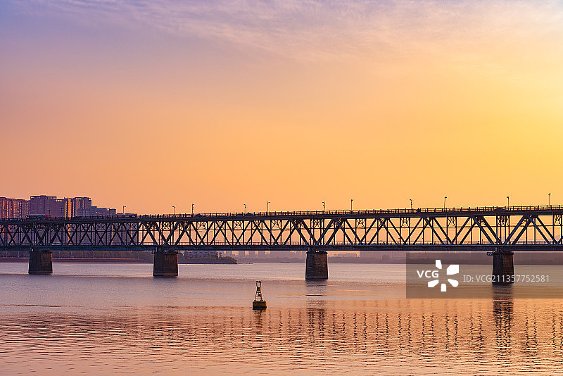 浙江省杭州钱塘江日落黄昏图片素材