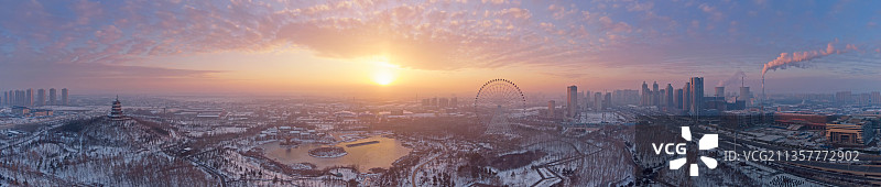 吉林省四平市雪后城市风光全景图图片素材