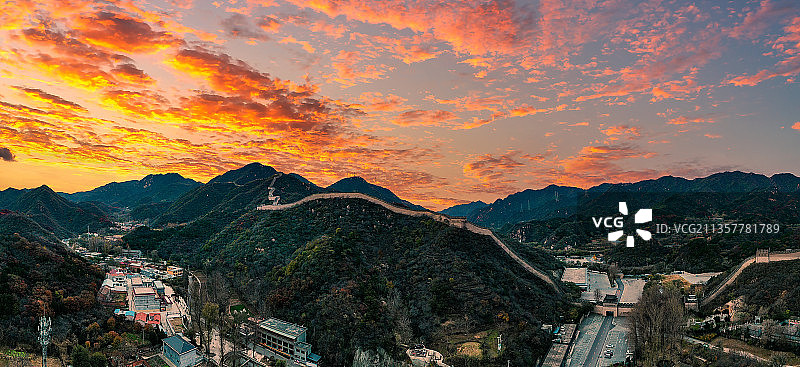 航拍中国北京水关长城秋天风光图片素材