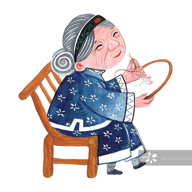 绣花奶奶图片素材