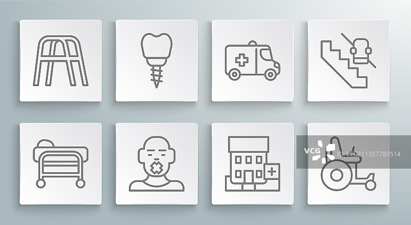 线条、担架、牙科植入物、失聪者头部图片素材