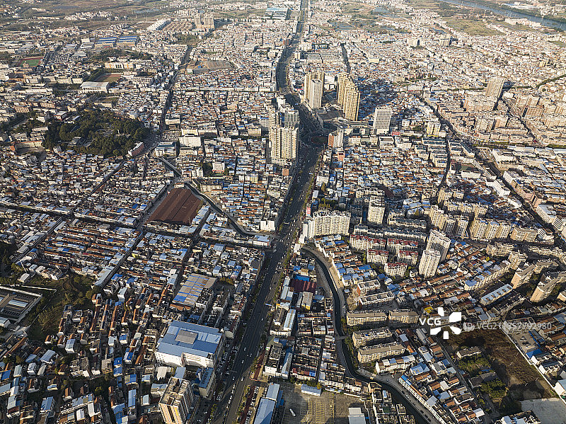 湖北麻城市全景图航拍图片素材