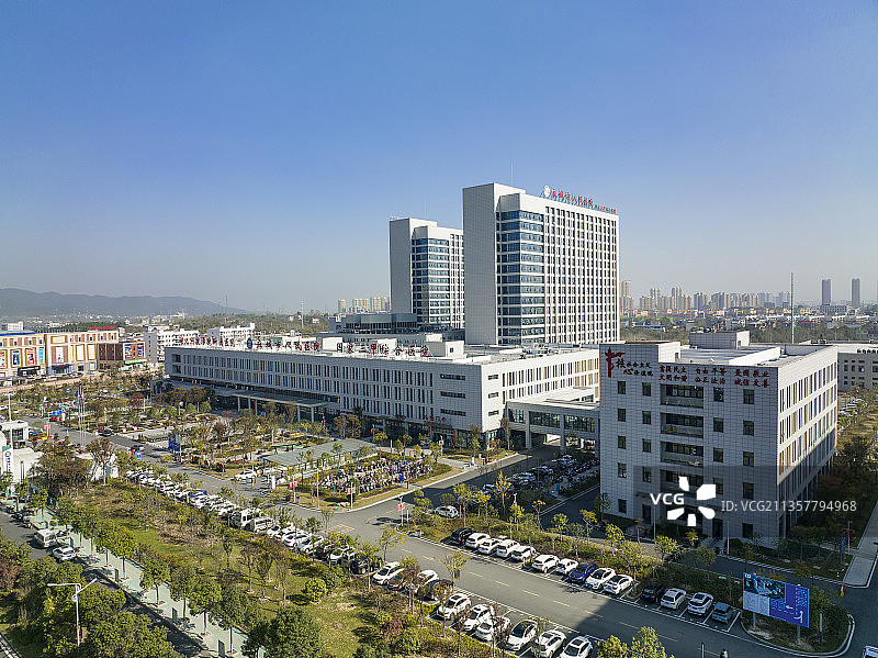 湖北省麻城市人民医院航拍全景图片素材