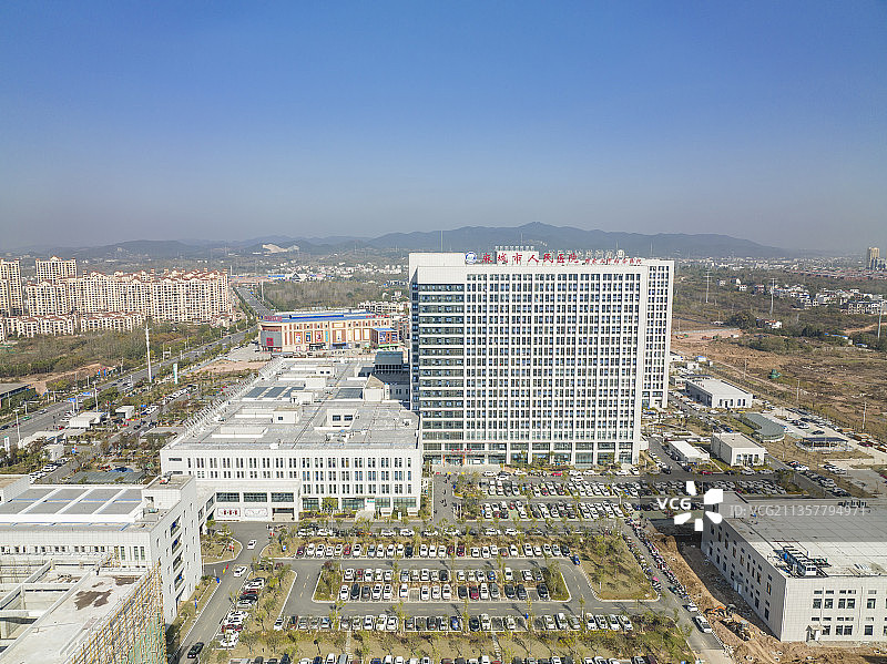 湖北省麻城市人民医院航拍全景图片素材