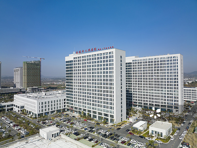 湖北省麻城市人民医院航拍全景图片素材