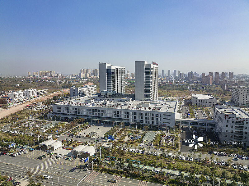 湖北省麻城市人民医院航拍全景图片素材