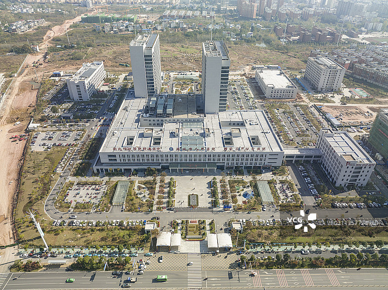 湖北省麻城市人民医院航拍全景图片素材