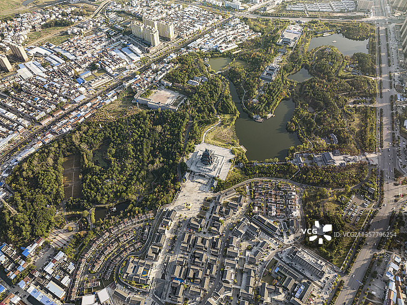 湖北省麻城市孝感乡移民文化园鸟瞰图全景图片素材