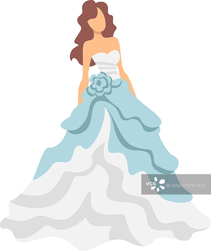 身穿白色婚纱的新娘站立，新婚燕尔图片素材