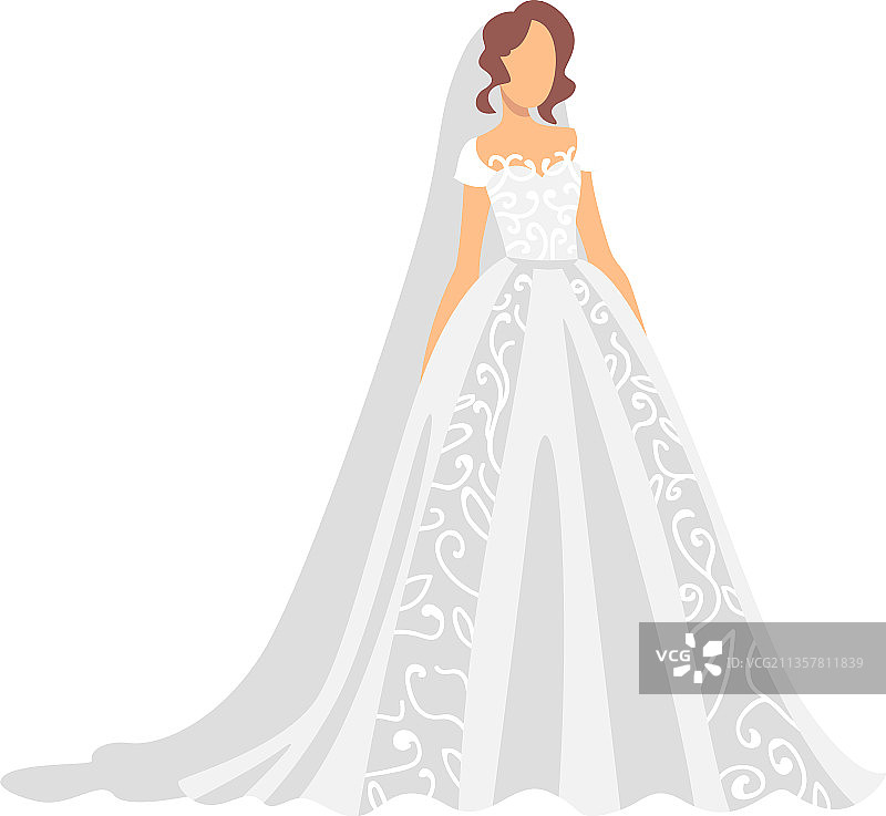 身穿白色婚纱的新娘站立，新婚燕尔图片素材